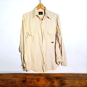 Agolde Dylan sz M Button Down Shirt Tan A.Gold.E Lyocell
